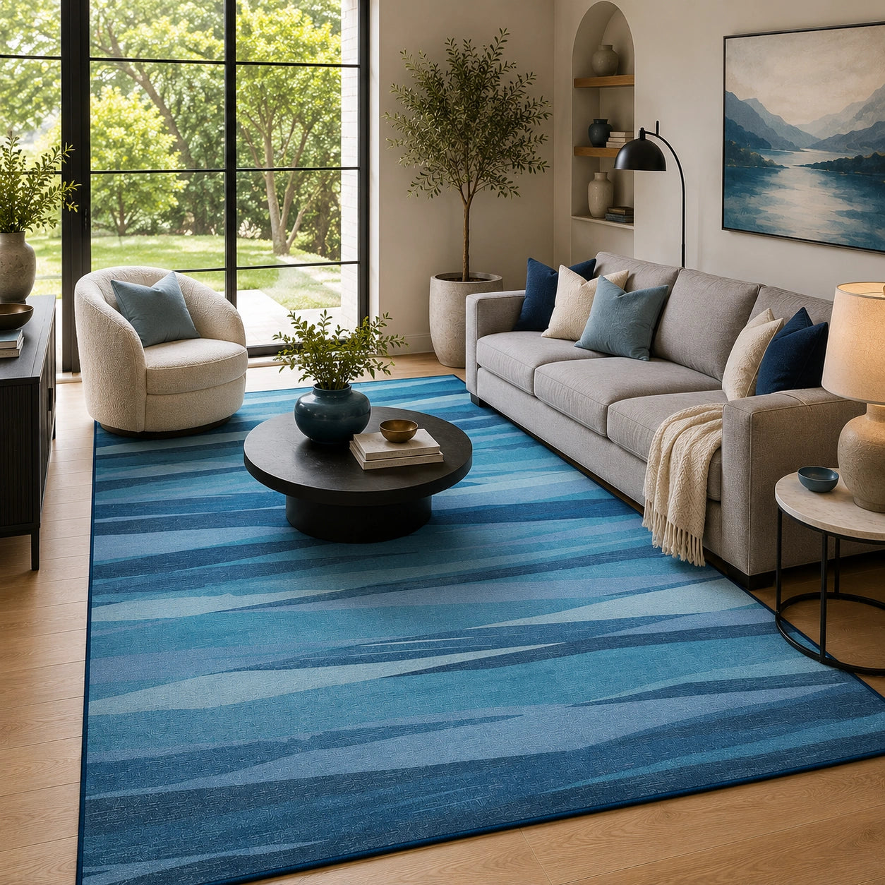 Blue modern rug