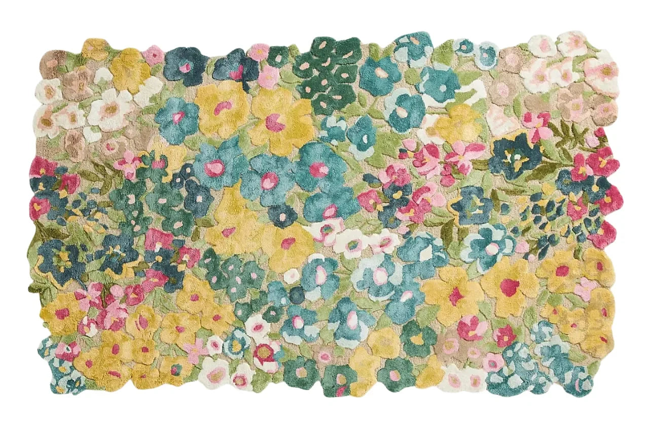 colorful garden bloom floral hand tufted rug