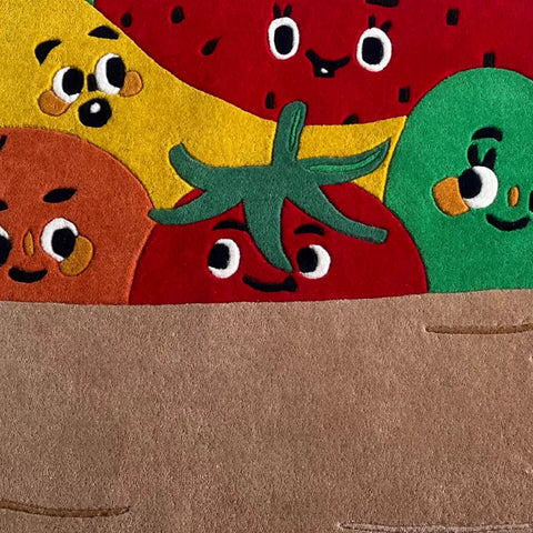 Cheerful Multicolor Fruit-Themed Rug for Fun and Cozy Interiors