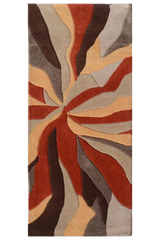 Colorful abstract hand tufted runner wool rug.