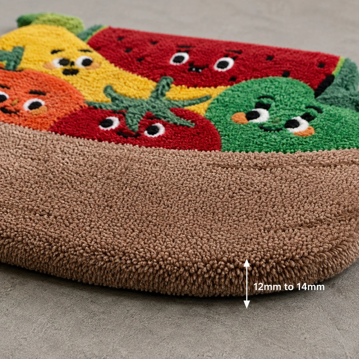 Colorful fruit basket irregular wool rug