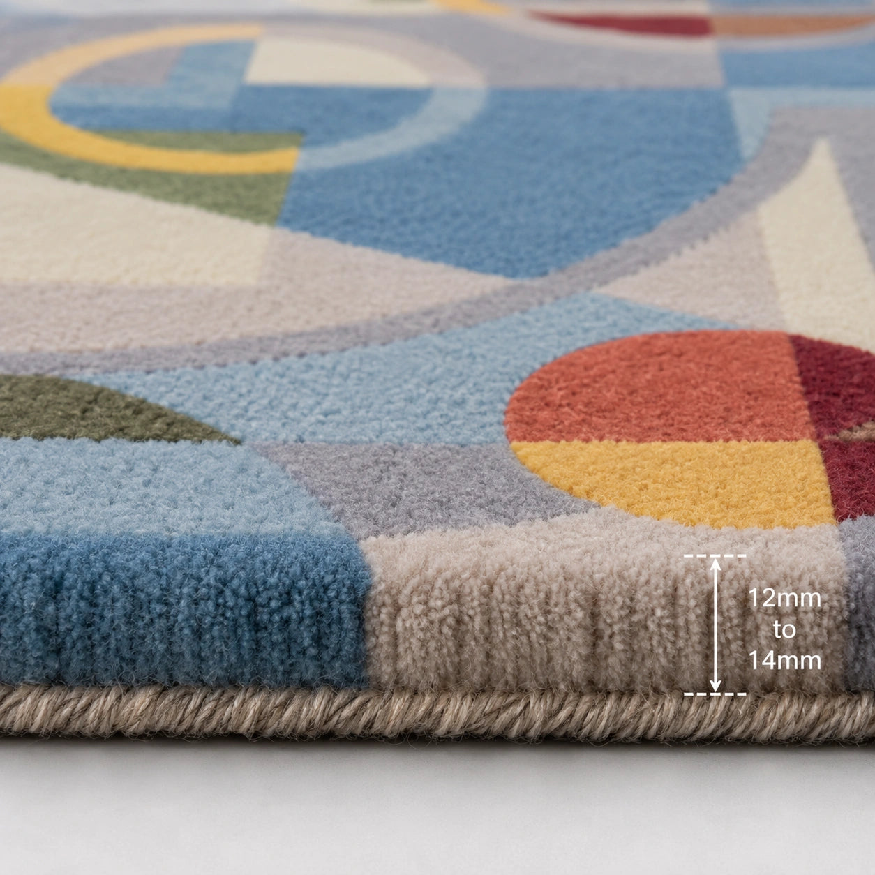 Colorful geometric wool rug