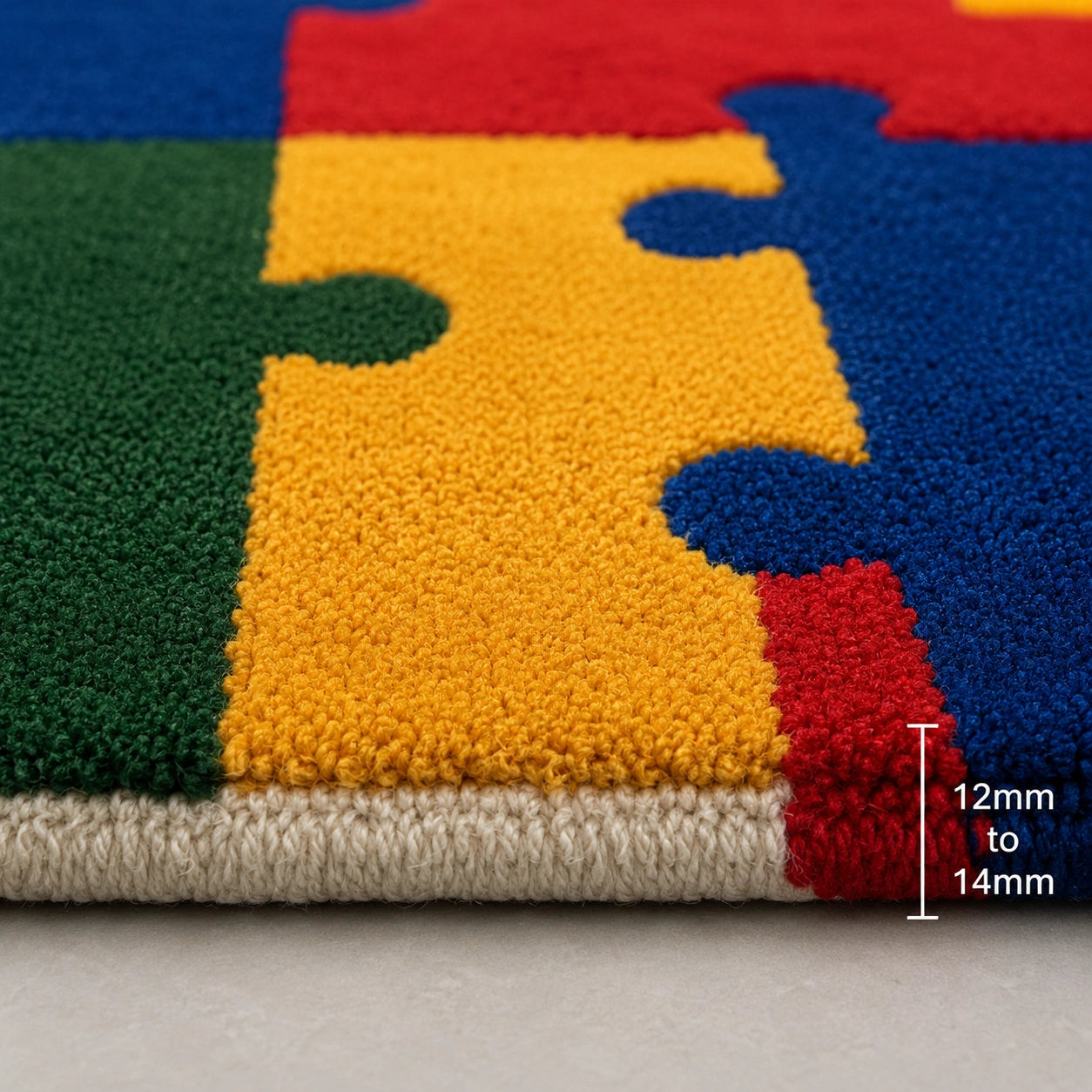Colorful puzzle wool rug