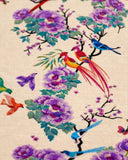 Colorful birds and flowers on a beige background