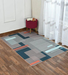 Modern area rug with bold Bauhaus-inspired shapes.