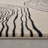 Cream black modern wool rug