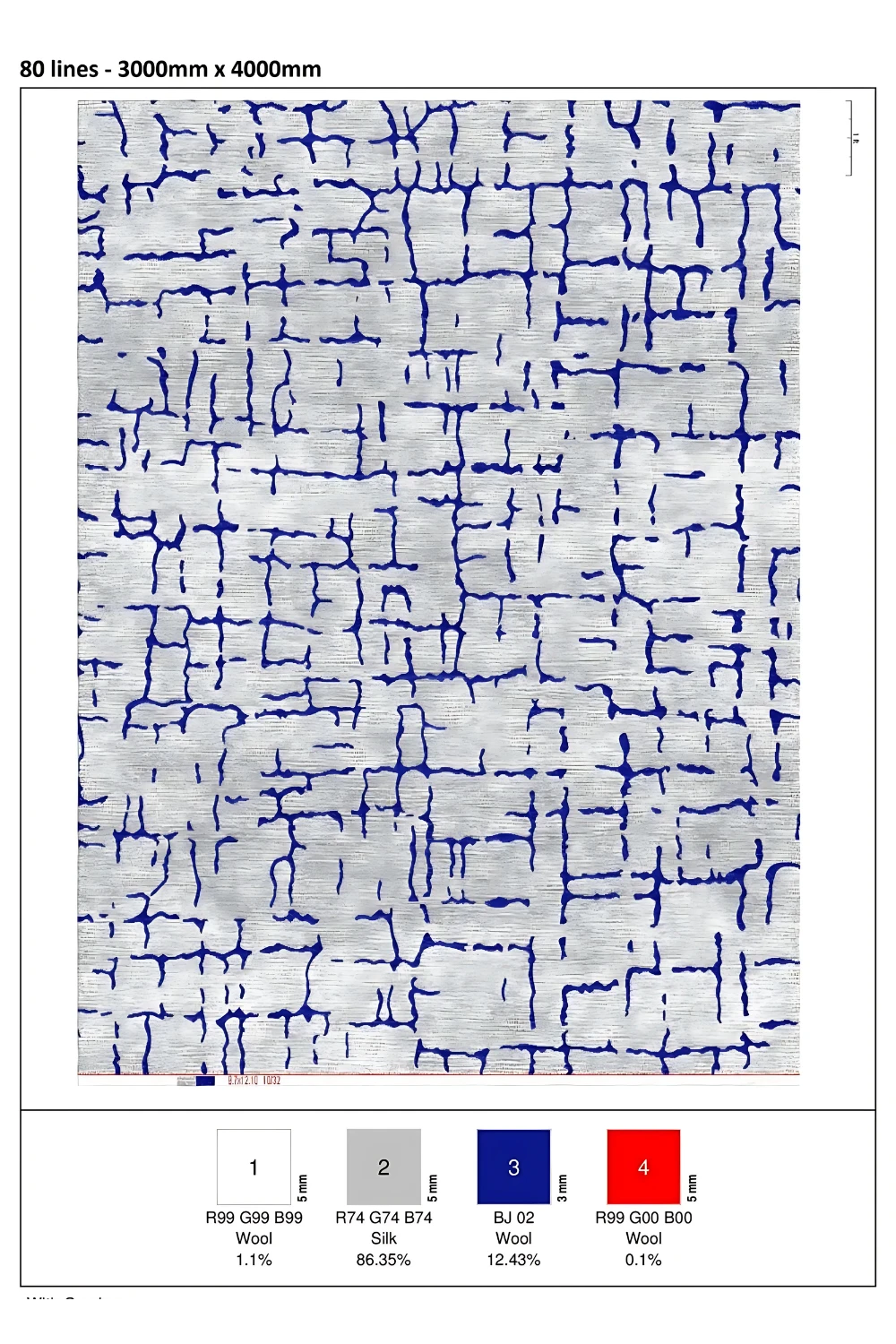 Modern crackle design rug in soft cream and navy blue tones