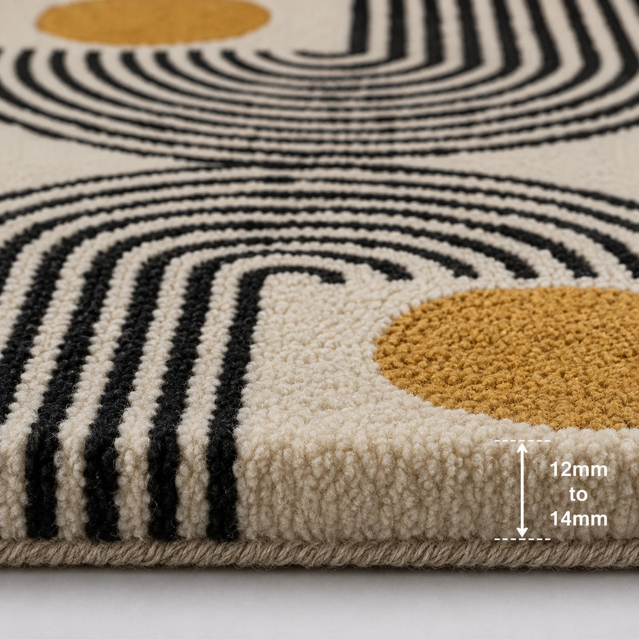 Cream gold modern wool rug