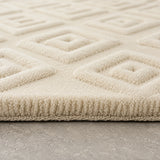 Cream textured sculpted wool rug