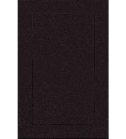 Dark brown hand-tufted wool rug with minimalist border design