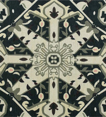 Vintage dark green and ivory patterned rug.