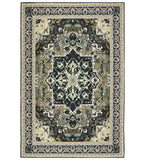 Dark green Heriz rug with intricate central medallion and floral border, handwoven luxury design