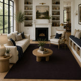 Dark brown solid wool rug