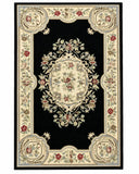Decorative rug with floral patterns on a black background

