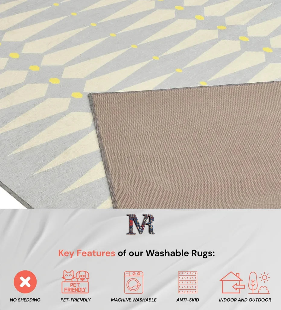 Stylish machine washable rug with diamond detailing.