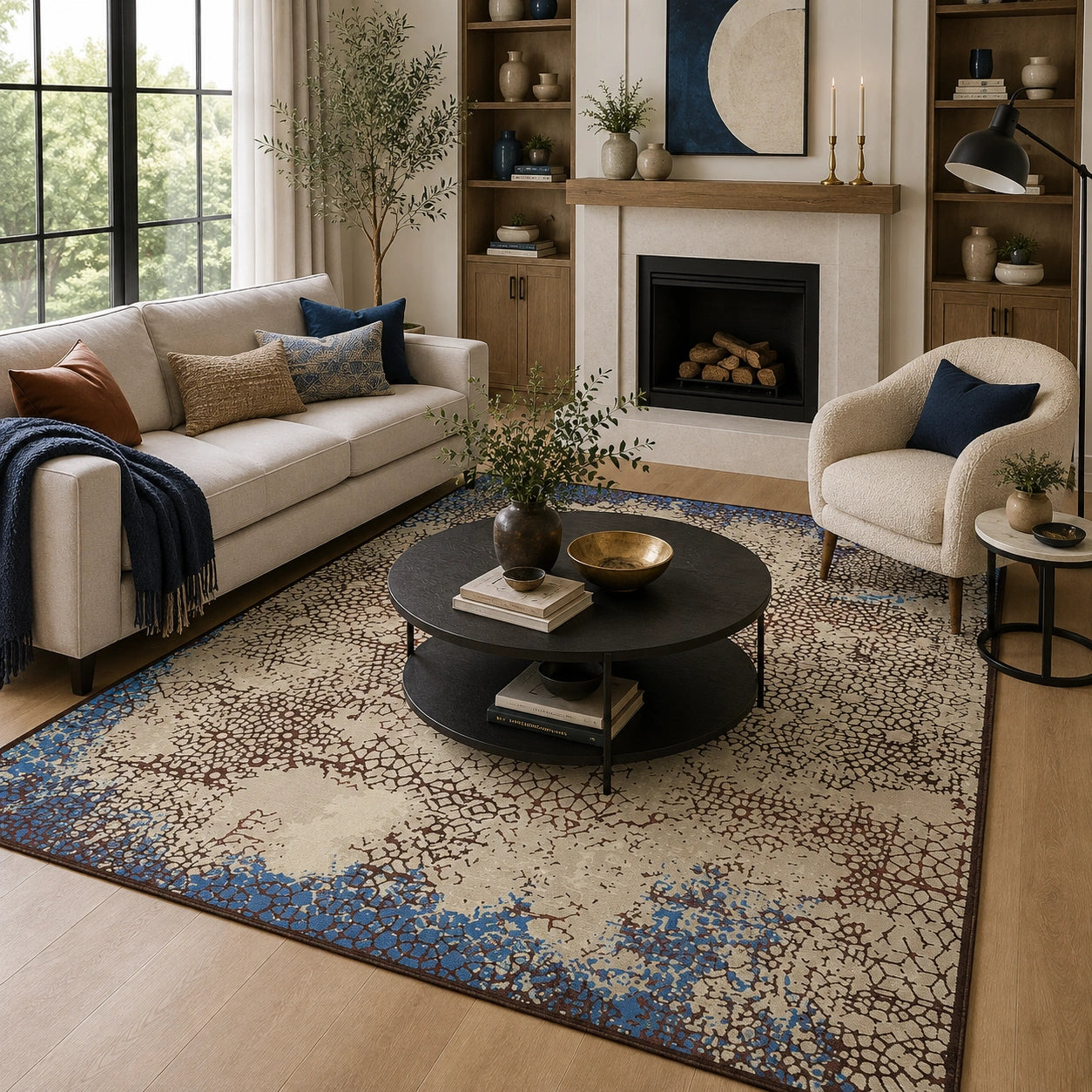 Distressed mosaic rug