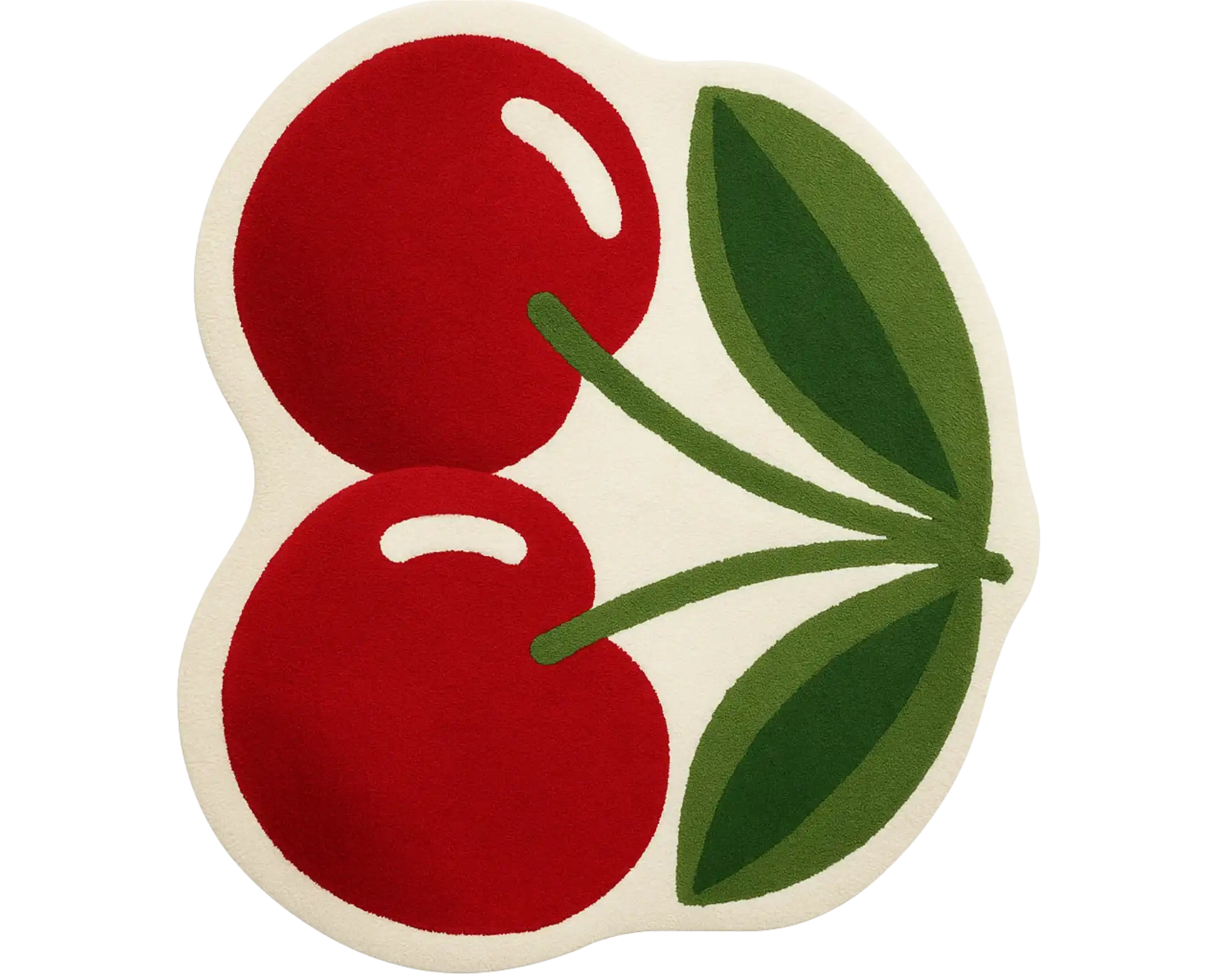 Cream and red cherry rug with sculpted design for modern interiors.