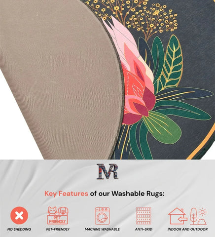 Elegant round floral rug for bedrooms and cozy spaces.