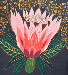 Low-profile cream rug with multicolor flower designs.