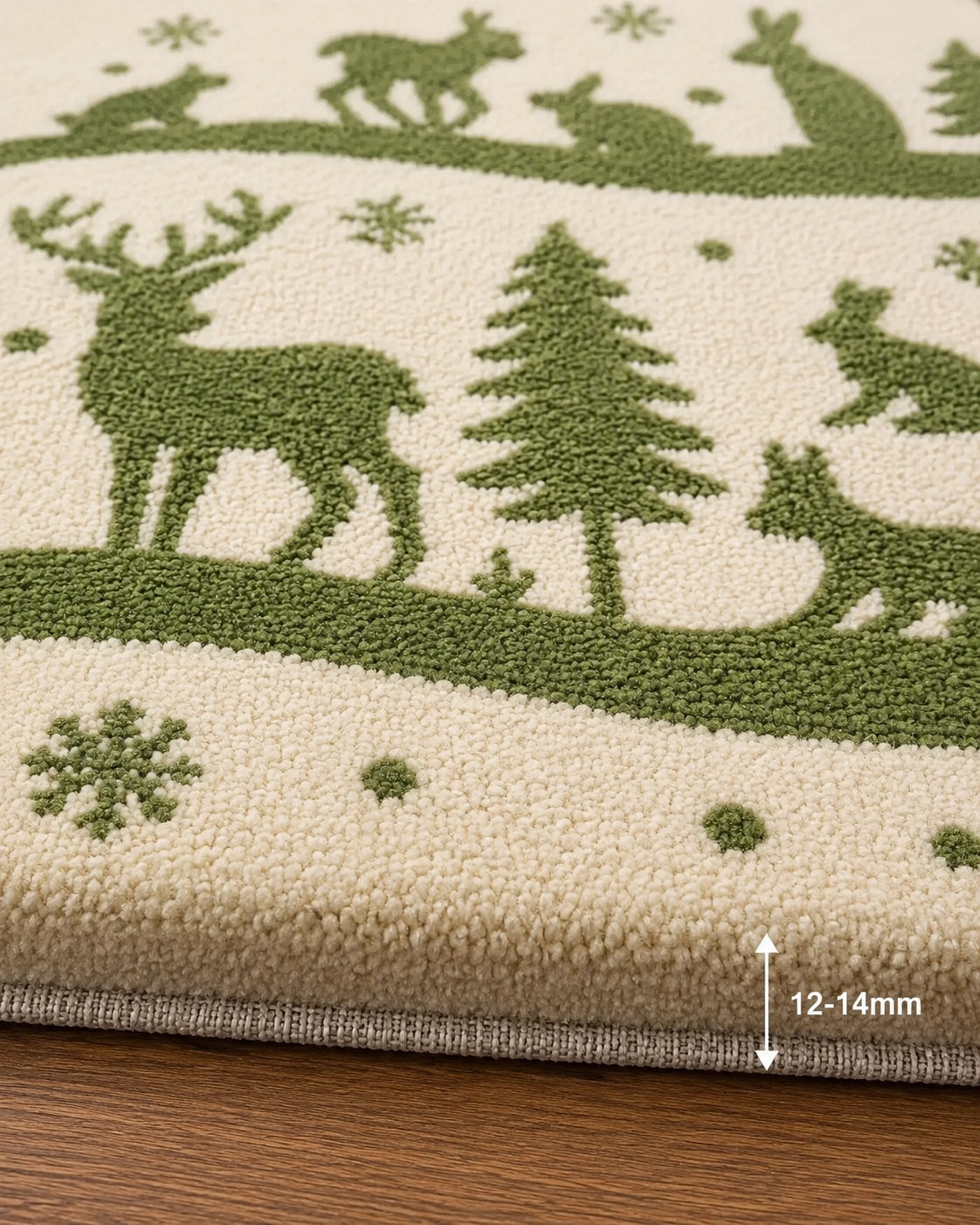 Forest green christmas wool rug