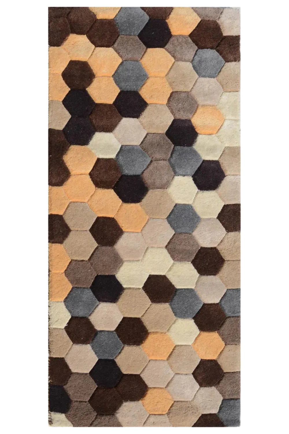 Geometric hexagon pattern hand tufted rug