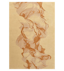 Gold and beige hand-tufted abstract rug with modern design.