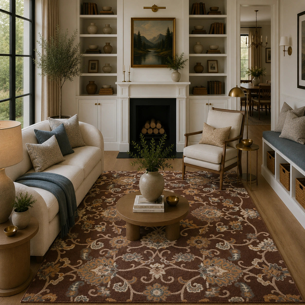 Gold brown wool rug