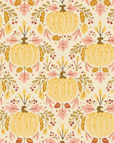 Thanksgiving decorative rug featuring pumpkins and autumn leaves.