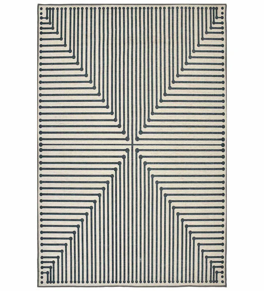 Gray modern geometric rug with clean lines.