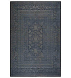 Dark gray ornate border design rug with intricate floral patterns in elegant style