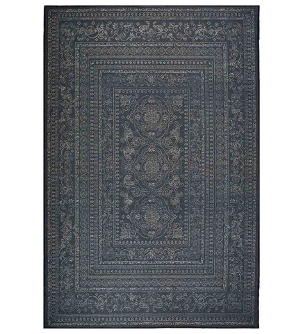 Gray ornate border design rug for classic living rooms.