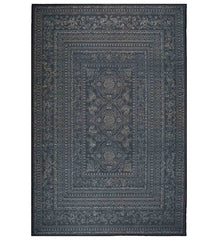 Gray ornate border design rug for classic living rooms.