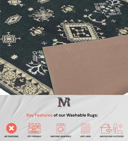 Neutral tribal medallion rug for boho-inspired decor.