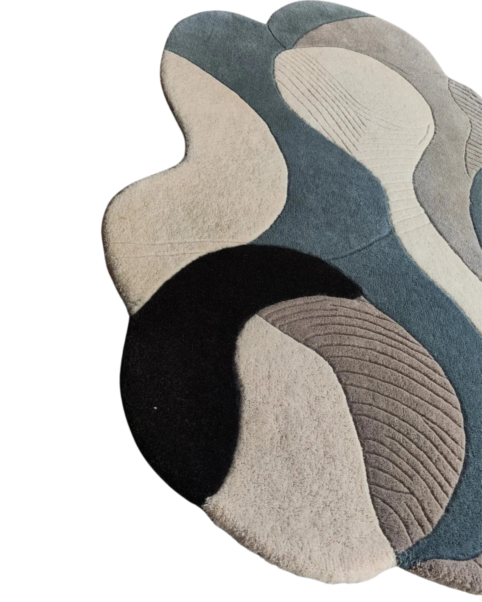 Contemporary high-low textured wool rug handmade in India.