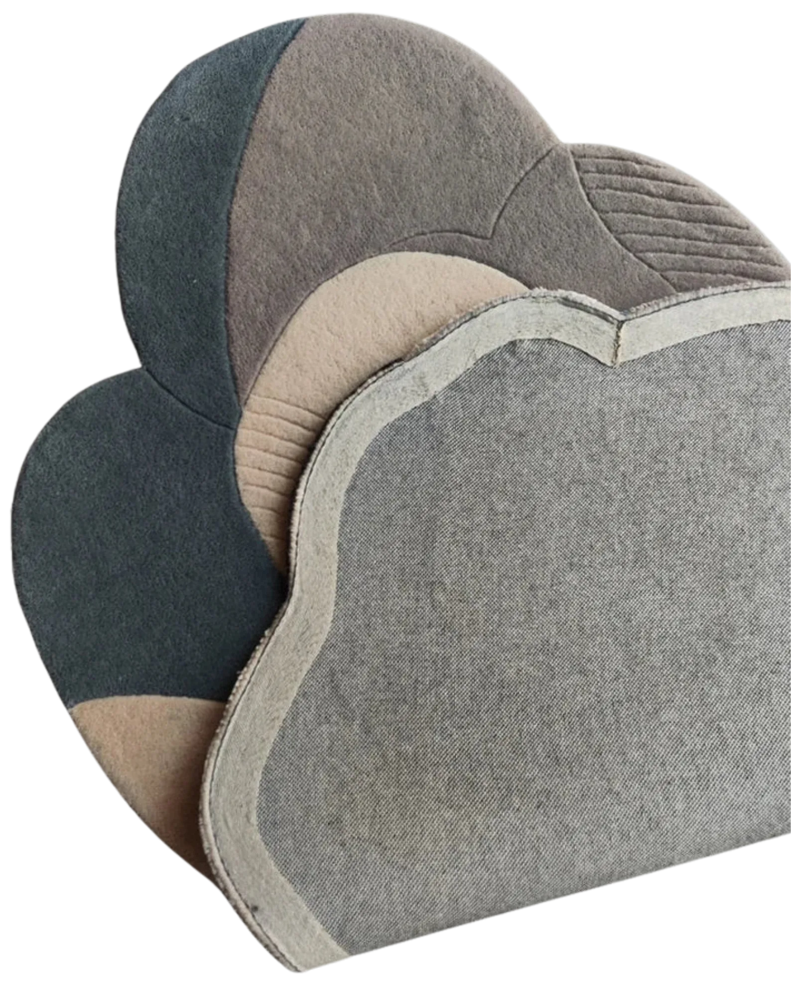 Artistic sculptural rug with abstract organic shapes.