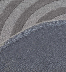 Gray Modern Circle Striped Round Hand Tufted Rug