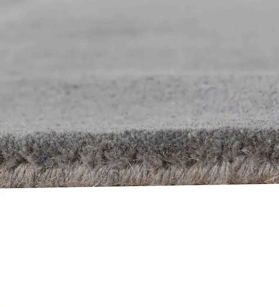 Wool Rug Side View Gray Modern Circle Design Round Wool Area Rug – Mannat Rugs