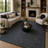 Gray ornate border rug
