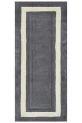 Solid gray and white hand tufted runner rug