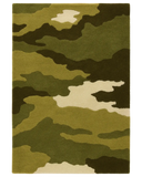 Green camouflage hand-tufted wool camo rug.