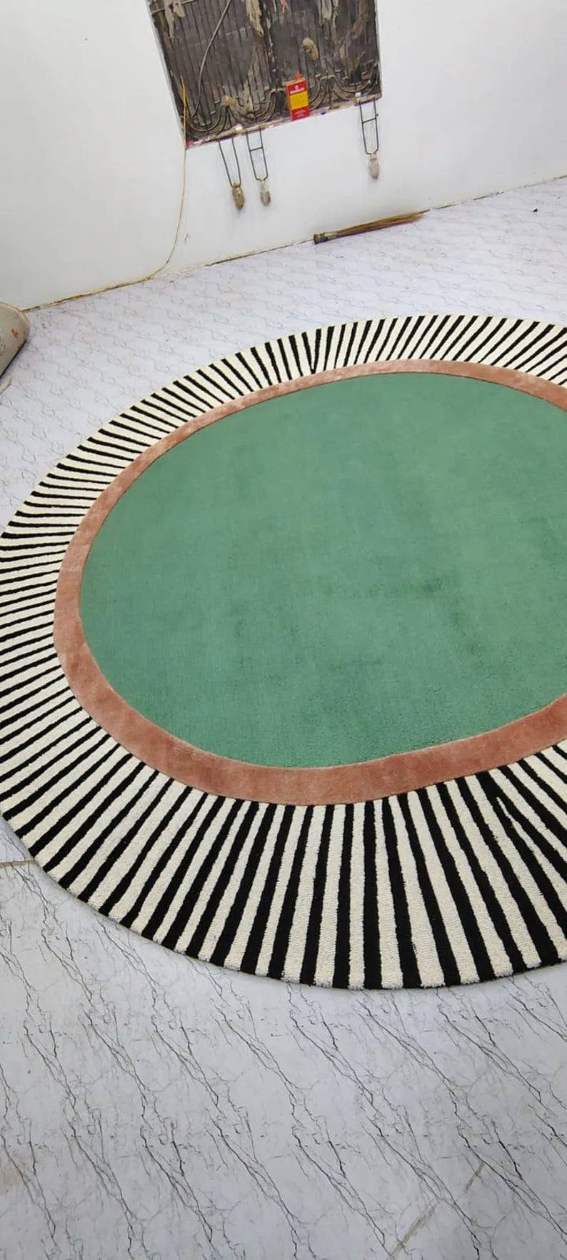 Green Round Hand Tufted Rug