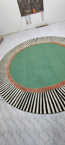 Green Round Hand Tufted Rug