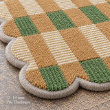 Green brown beige wool rug