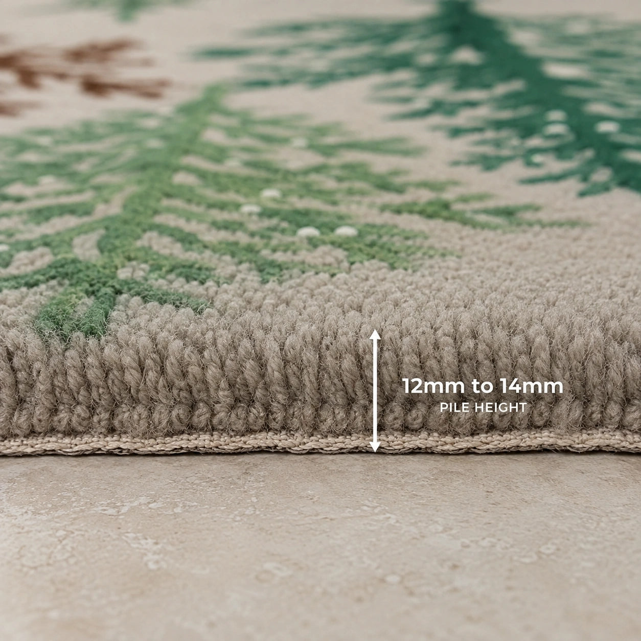 Green brown christmas winter wool rug