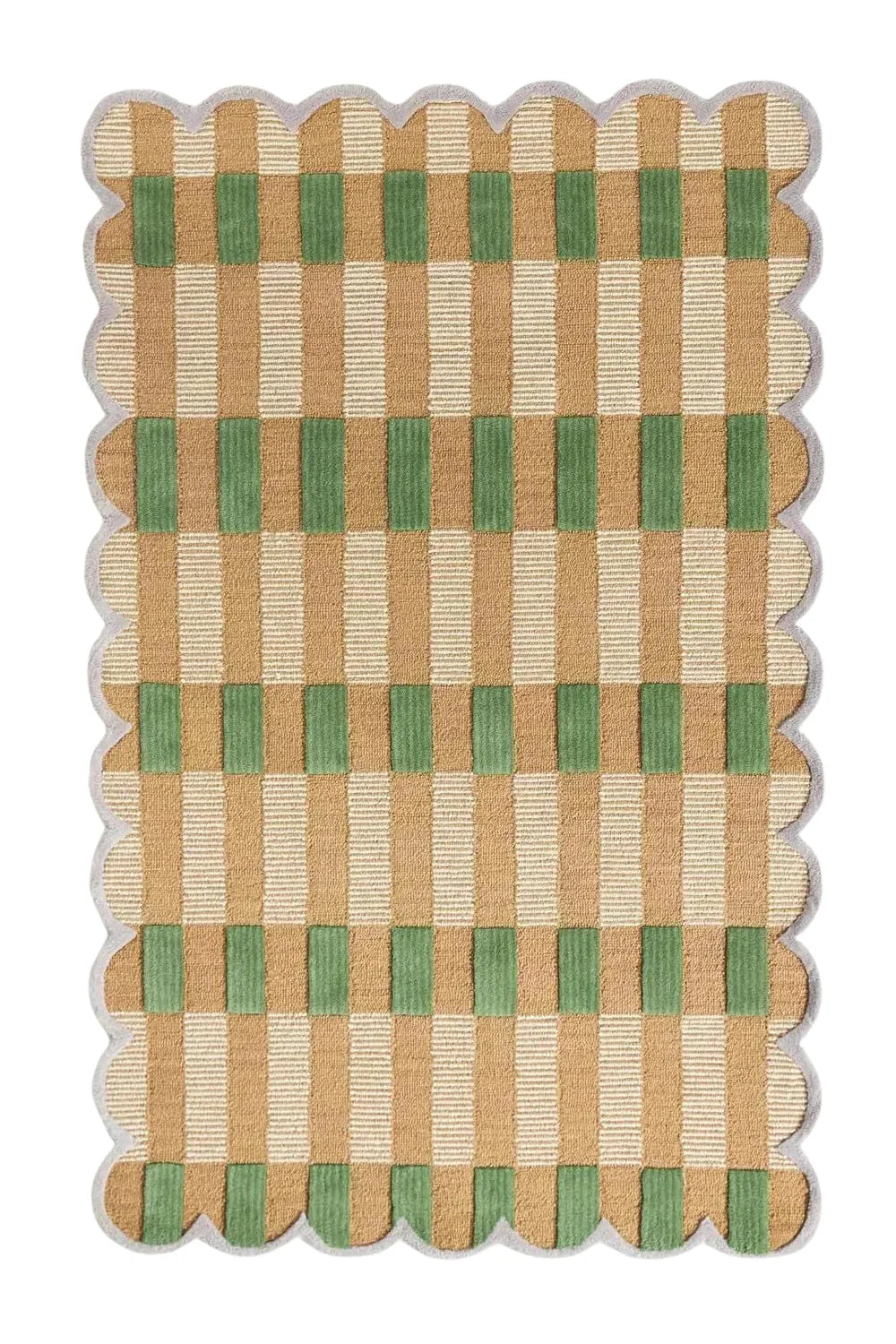 Green and brown checkered rug