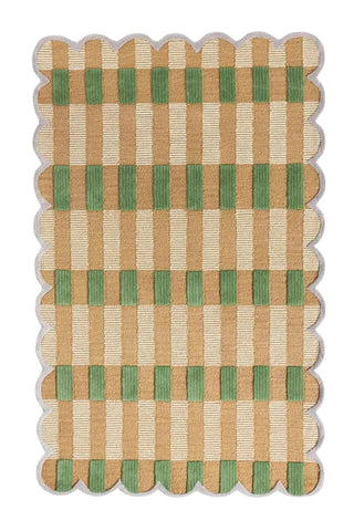 Green and brown checkered rug