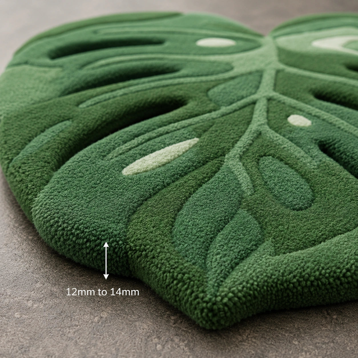 Green gradient leaf wool rug