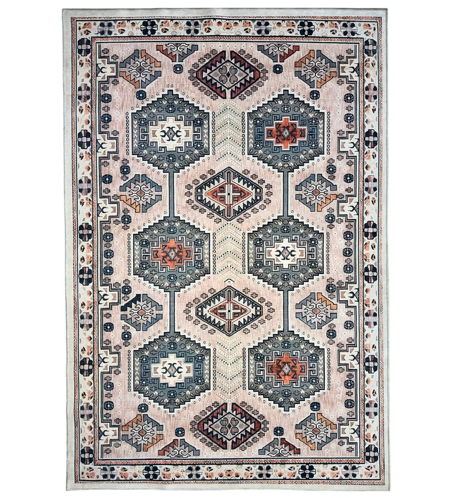 Beige Traditional Rug - Machine Washable