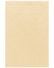 Ivory hand-tufted wool rug with layered diamond geometric pattern.