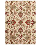 Traditional ivory floral hand-tufted wool rug with Oriental design